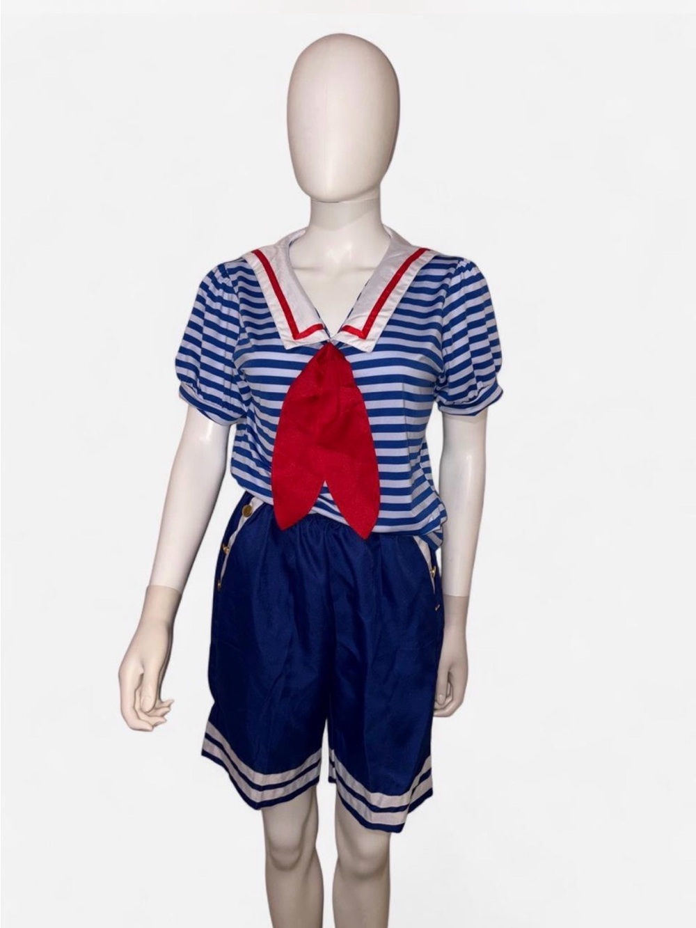 Sailor-Style Women’s Costume Set in Blue, White & Red